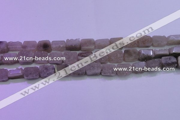 CAG8451 15.5 inches 10*14mm rectangle grey druzy agate gemstone beads
