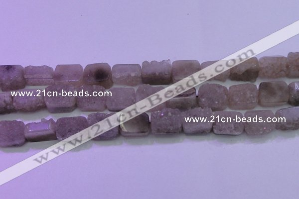 CAG8453 15.5 inches 13*18mm rectangle grey druzy agate gemstone beads