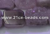 CAG8455 15.5 inches 18*25mm rectangle grey druzy agate gemstone beads