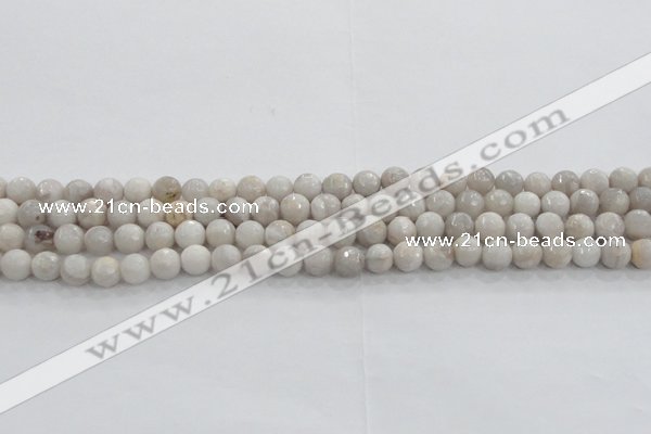 CAG8515 15.5 inches 8mm faceted round grey agate beads wholesale