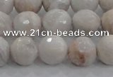 CAG8518 15.5 inches 14mm faceted round grey agate beads wholesale