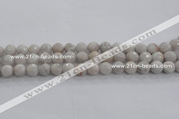 CAG8518 15.5 inches 14mm faceted round grey agate beads wholesale