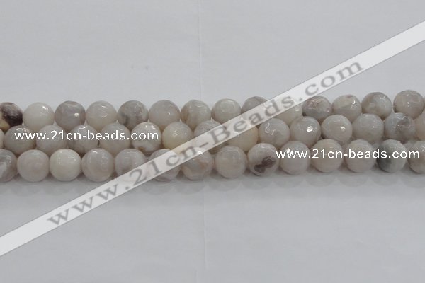 CAG8519 15.5 inches 16mm faceted round grey agate beads wholesale