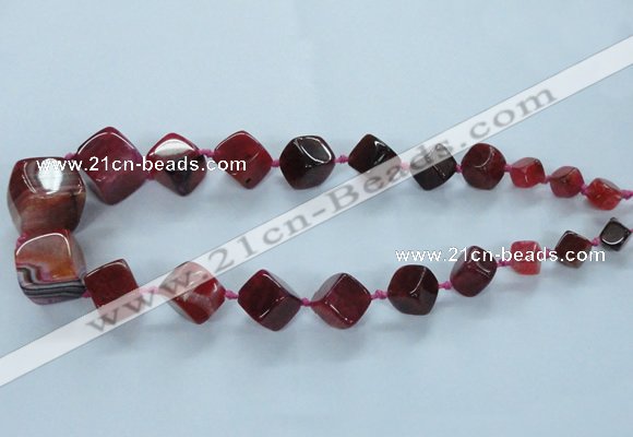 CAG8522 15.5 inches 9*10mm - 23*24mm cube dragon veins agate beads