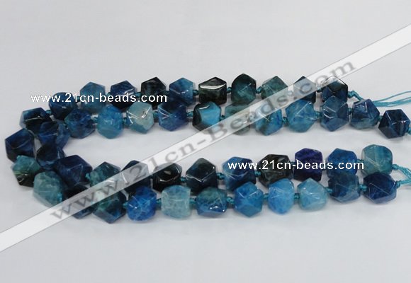 CAG8554 12*14mm - 14*15mm faceted nuggets dragon veins agate beads