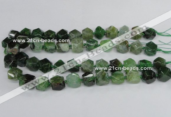 CAG8555 12*14mm - 14*15mm faceted nuggets dragon veins agate beads