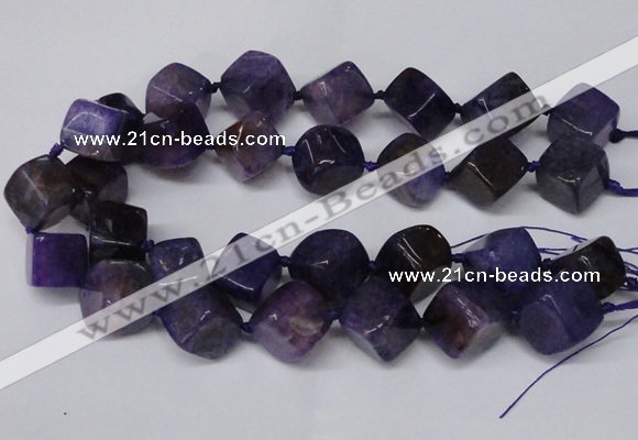 CAG8573 15.5 inches 15*16mm - 17*18mm cube dragon veins agate beads