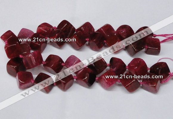 CAG8574 15.5 inches 15*16mm - 17*18mm cube dragon veins agate beads