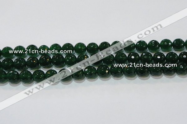 CAG8585 15.5 inches 14mm faceted round green agate gemstone beads