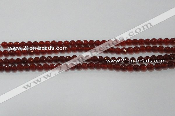 CAG8590 15.5 inches 6mm faceted round red agate gemstone beads