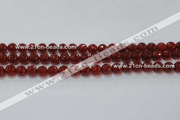 CAG8592 15.5 inches 10mm faceted round red agate gemstone beads