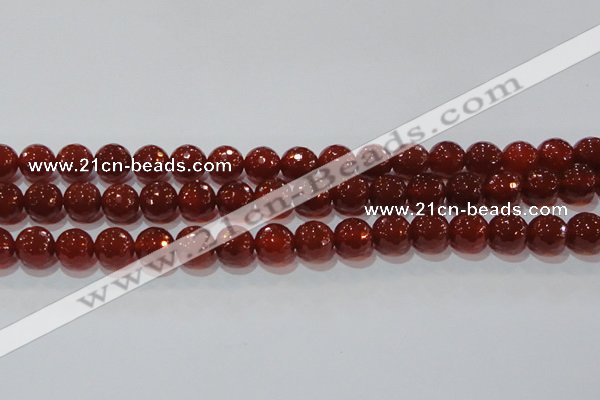 CAG8593 15.5 inches 12mm faceted round red agate gemstone beads