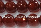 CAG8595 15.5 inches 16mm faceted round red agate gemstone beads