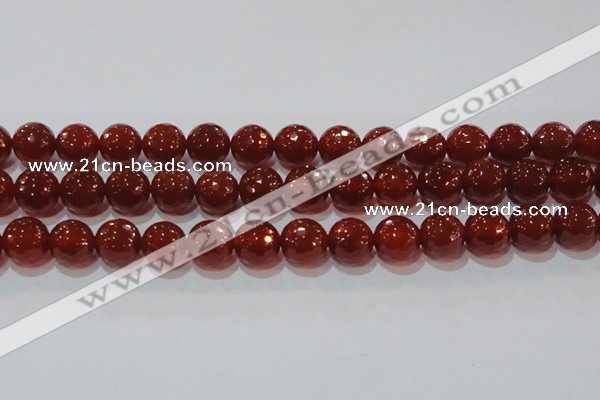 CAG8595 15.5 inches 16mm faceted round red agate gemstone beads