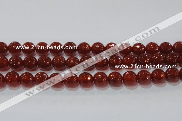 CAG8596 15.5 inches 18mm faceted round red agate gemstone beads