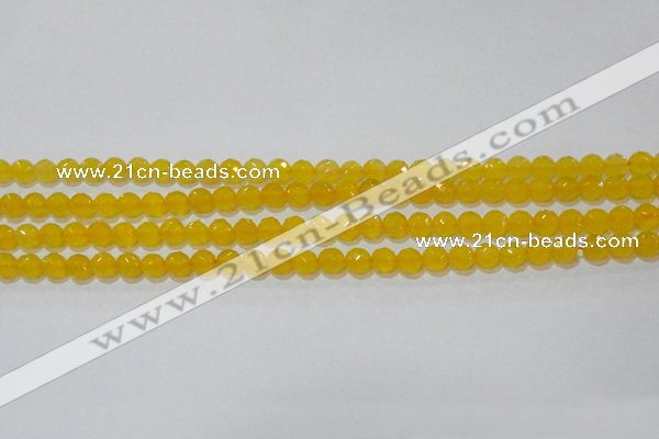 CAG8601 15.5 inches 6mm faceted round yellow agate gemstone beads