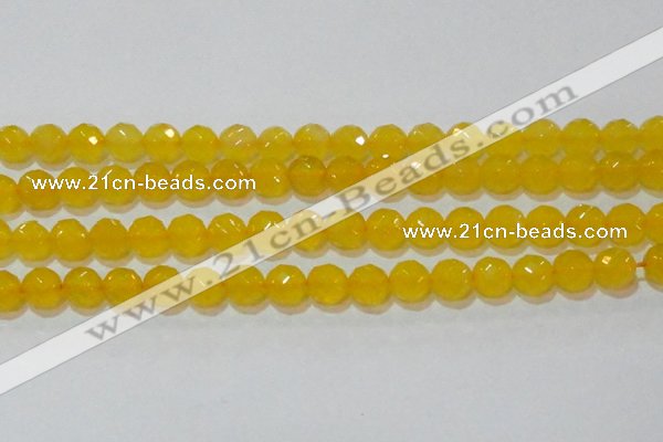 CAG8605 15.5 inches 14mm faceted round yellow agate gemstone beads