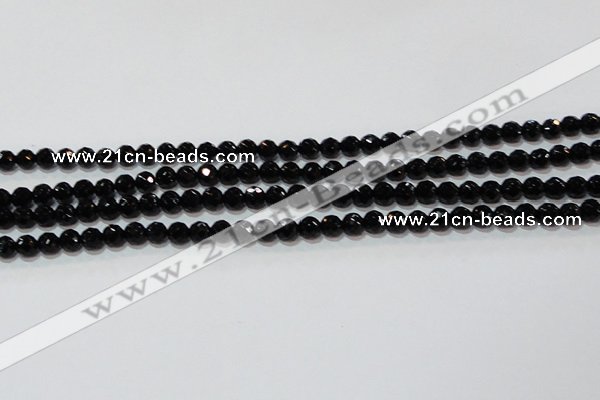 CAG8610 15.5 inches 6mm faceted round black agate gemstone beads