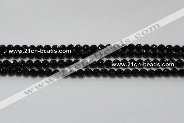 CAG8611 15.5 inches 8mm faceted round black agate gemstone beads