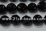 CAG8613 15.5 inches 12mm faceted round black agate gemstone beads