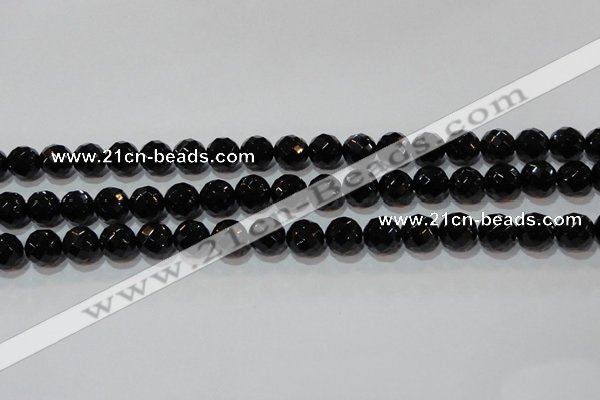 CAG8613 15.5 inches 12mm faceted round black agate gemstone beads