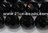 CAG8616 15.5 inches 18mm faceted round black agate gemstone beads