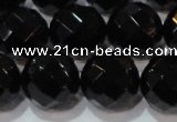 CAG8617 15.5 inches 20mm faceted round black agate gemstone beads