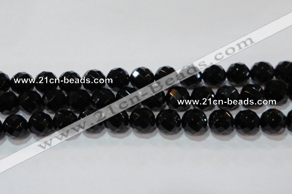 CAG8617 15.5 inches 20mm faceted round black agate gemstone beads