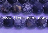 CAG8652 15.5 inches 8mm round matte blue ocean agate beads