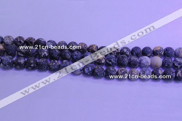 CAG8653 15.5 inches 10mm round matte blue ocean agate beads