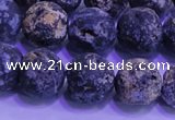 CAG8654 15.5 inches 12mm round matte blue ocean agate beads