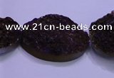 CAG8668 7.5 inches 22*30mm freeform purple plated druzy agate beads