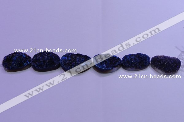 CAG8669 7.5 inches 22*30mm freeform blue plated druzy agate beads