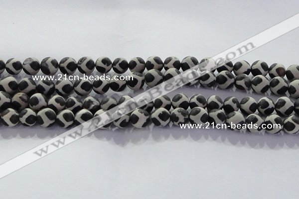 CAG8697 15.5 inches 10mm round matte tibetan agate gemstone beads