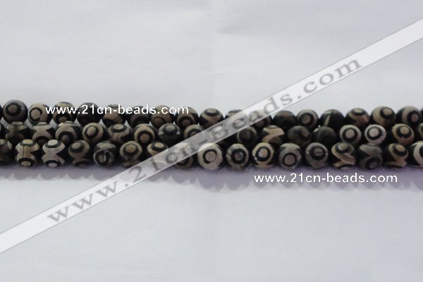 CAG8701 15.5 inches 8mm round matte tibetan agate gemstone beads