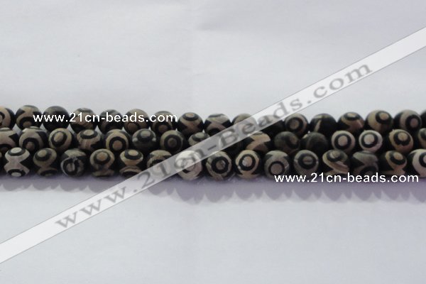 CAG8702 15.5 inches 10mm round matte tibetan agate gemstone beads