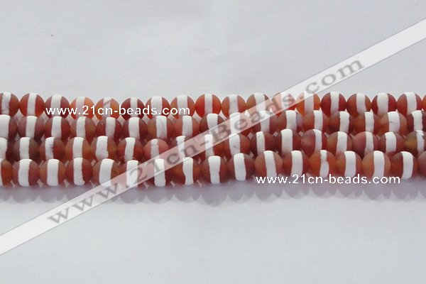 CAG8707 15.5 inches 10mm round matte tibetan agate gemstone beads