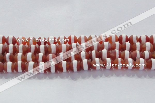 CAG8708 15.5 inches 12mm round matte tibetan agate gemstone beads