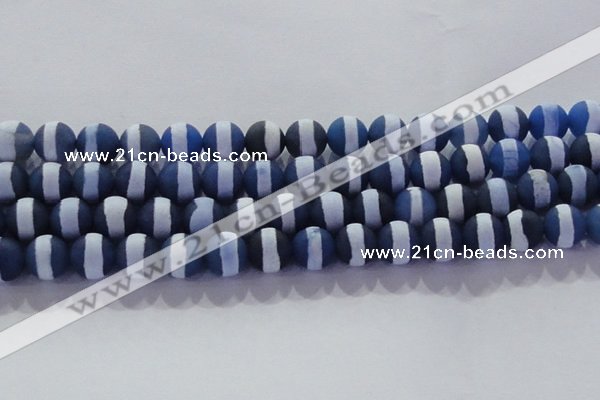 CAG8718 15.5 inches 12mm round matte tibetan agate gemstone beads