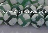 CAG8723 15.5 inches 12mm round matte tibetan agate gemstone beads
