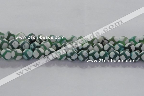 CAG8723 15.5 inches 12mm round matte tibetan agate gemstone beads