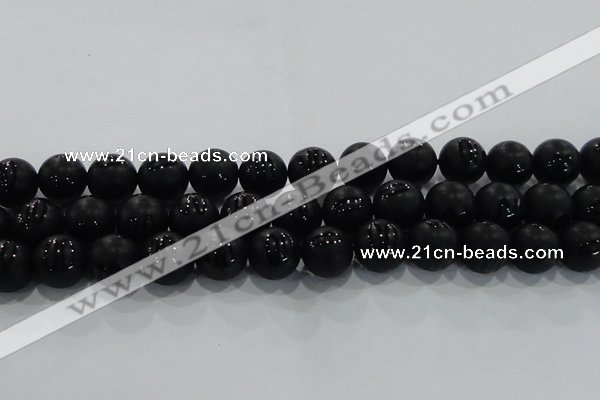 CAG8740 15.5 inches 16mm round matte tibetan agate gemstone beads