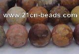 CAG8749 15.5 inches 12mm round matte rainbow agate beads