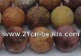 CAG8750 15.5 inches 14mm round matte rainbow agate beads