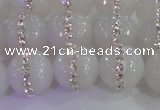 CAG8851 15.5 inches 8mm faceted round agate with rhinestone beads