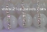 CAG8852 15.5 inches 10mm faceted round agate with rhinestone beads