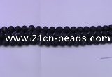 CAG8870 15.5 inches 4mm round matte black line agate beads