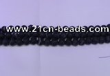 CAG8871 15.5 inches 6mm round matte black line agate beads