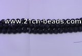 CAG8873 15.5 inches 10mm round matte black line agate beads