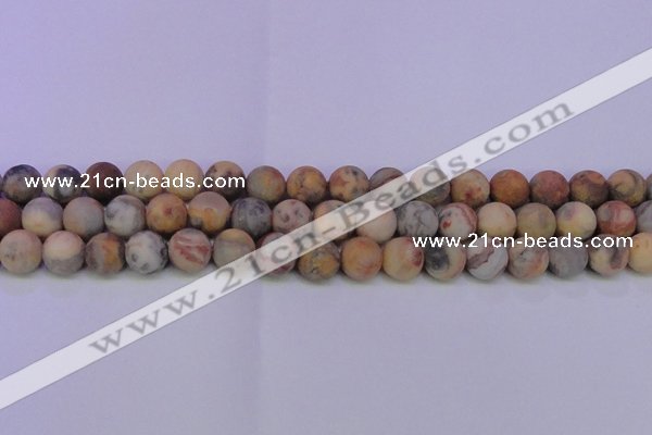 CAG8895 15.5 inches 14mm round matte crazy lace agate beads